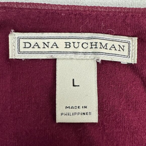 Dana Buchman Womens Size Large Blouse Burgundy Layered Sheer 3/4 Sleeve Top - Picture 3 of 9